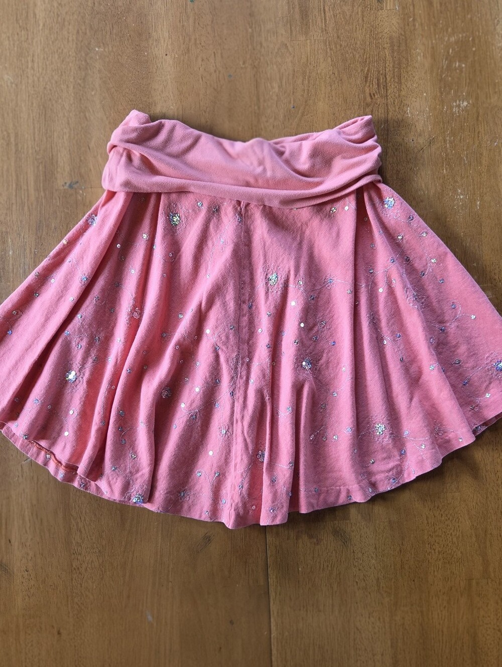 Pink Fold-Over Waist Skater Skirt
